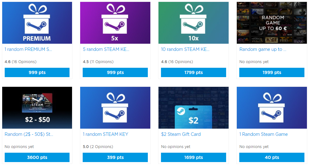 Some of the prizes available