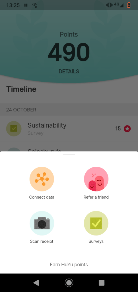 Ways to earn points using HuYu