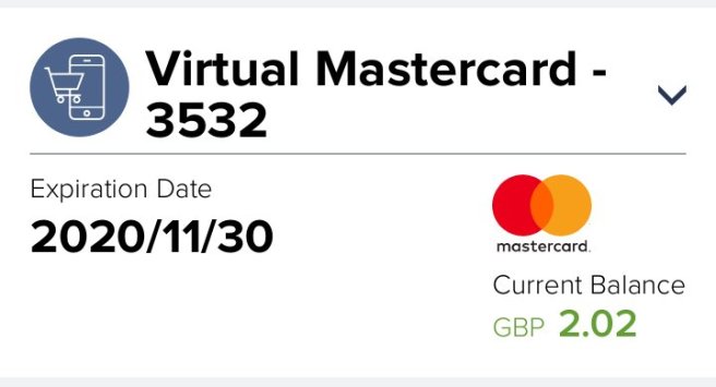 Example Virtual MasterCard