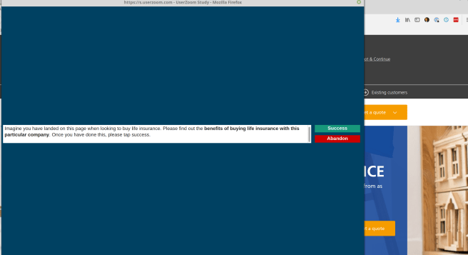 Navigating a website during a UserZoom survey